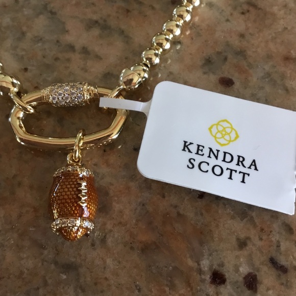 Kendra Scott Gold Metal Strand Football Pendant Necklace - Picture 3 of 8
